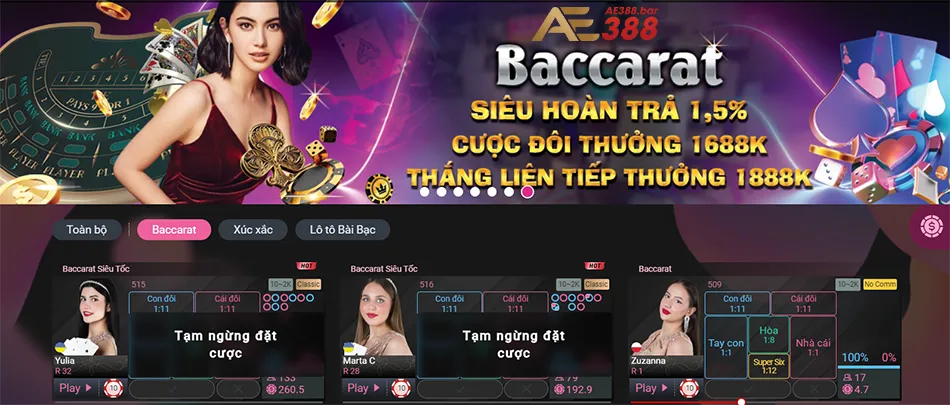 Một Số Những Trò Chơi Live Casino AE388 Bạn Không Thể Bỏ Qua