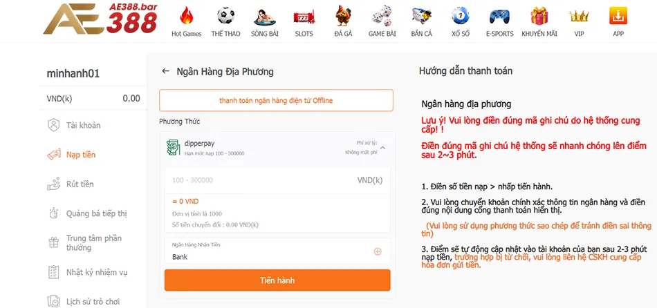 Những lợi ích của khách hàng khi nạp tiền AE388
